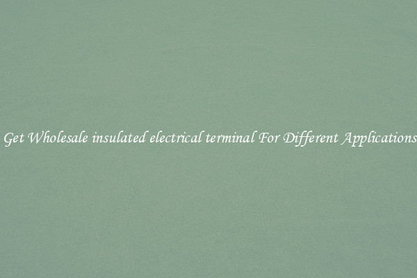 Get Wholesale insulated electrical terminal For Different Applications
